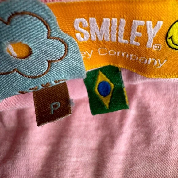 Farm Rio x Smiley T-Shirt Pink/Coral Size Small - Picture 10 of 13